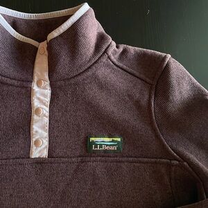 LL Bean Womens Purple Sweater Fleece Pullover 1/4 Snap